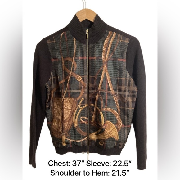Lauren Ralph Lauren Silk Cashmere Zip Up Cardigan PM - Picture 4 of 15